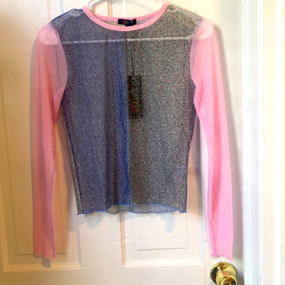NWT sheer pink and floral long sleeved top by dELiAs